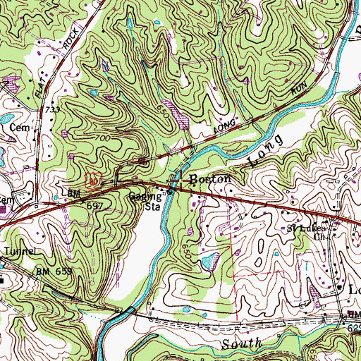 Topographic Map of Boston, KY