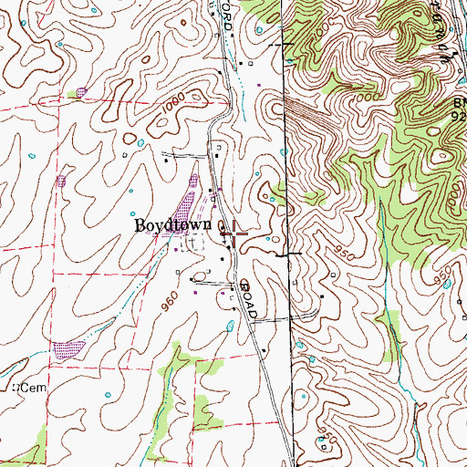 Topographic Map of Boydtown, KY