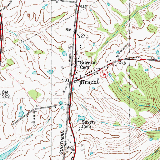 Topographic Map of Bracht, KY