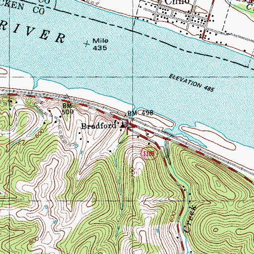 Topographic Map of Bradford, KY