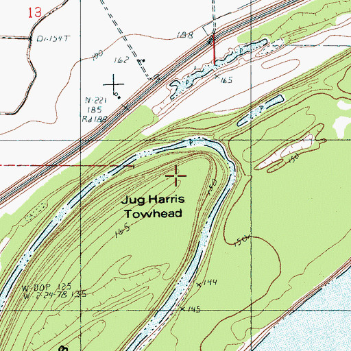 Topographic Map of Jug Harris Towhead, AR