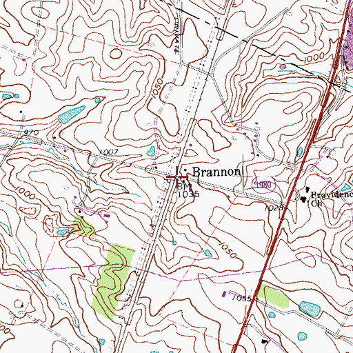 Topographic Map of Brannon, KY