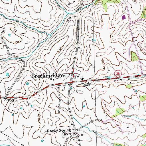 Topographic Map of Breckinridge, KY