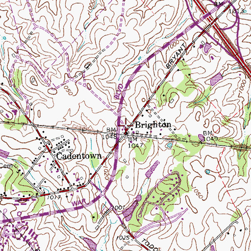 Topographic Map of Brighton, KY
