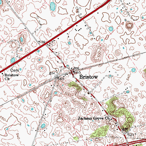 Topographic Map of Bristow, KY