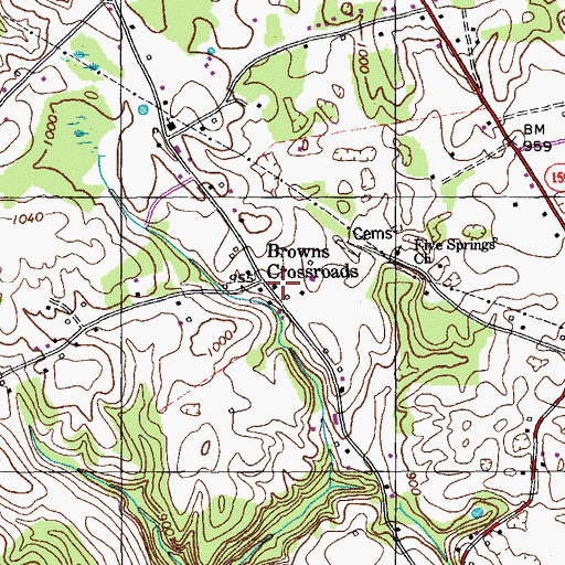 Topographic Map of Browns Crossroads, KY