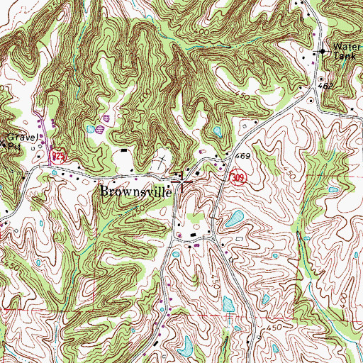 Topographic Map of Brownsville, KY