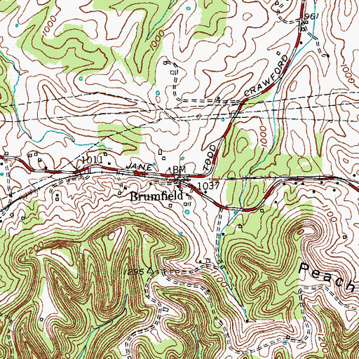 Topographic Map of Brumfield, KY