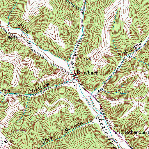 Topographic Map of Brushart, KY