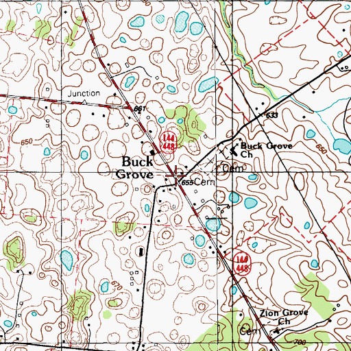 Topographic Map of Buck Grove, KY