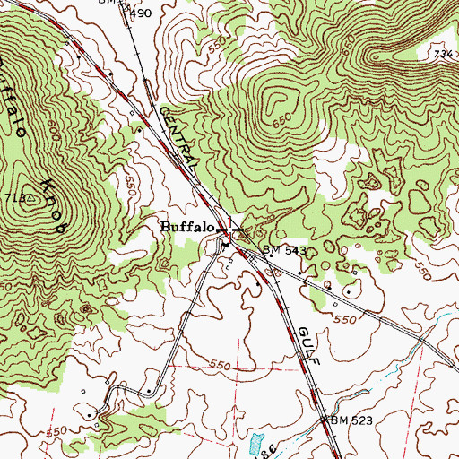 Topographic Map of Buffalo, KY