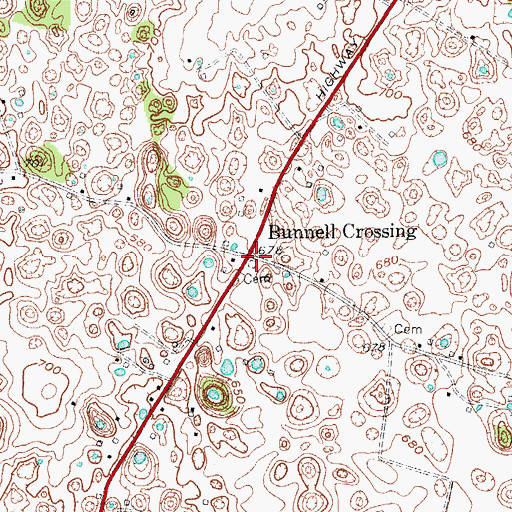 Topographic Map of Bunnell Crossing, KY