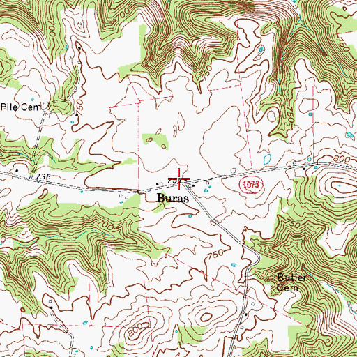 Topographic Map of Buras, KY