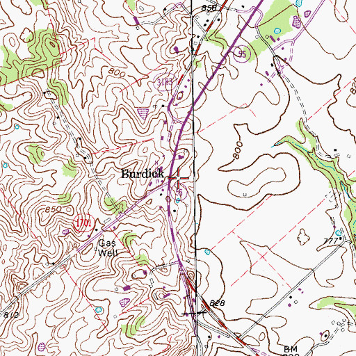 Topographic Map of Burdick, KY