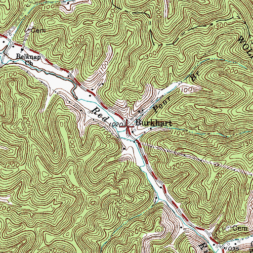 Topographic Map of Burkhart, KY