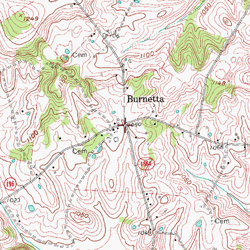 Topographic Map of Burnetta, KY