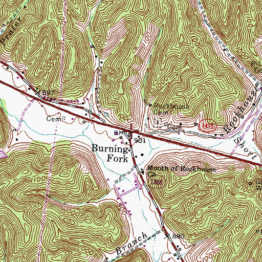 Topographic Map of Burning Fork, KY