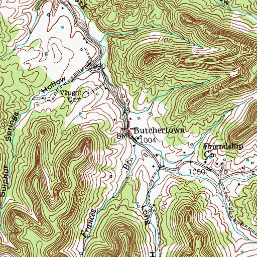 Topographic Map of Butchertown, KY