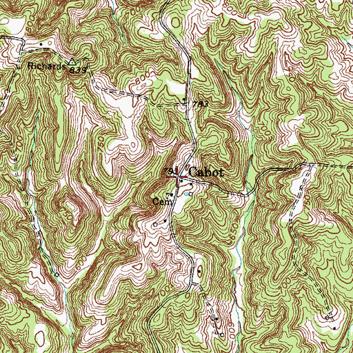 Topographic Map of Cabot, KY