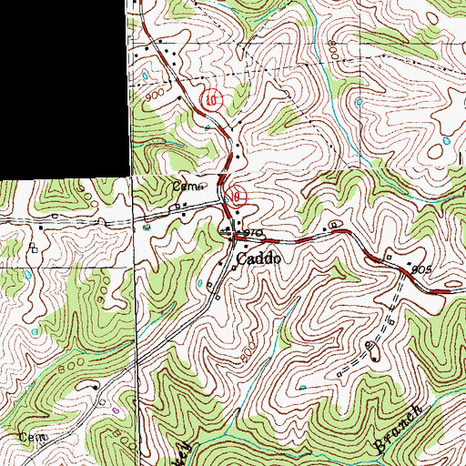Topographic Map of Caddo, KY