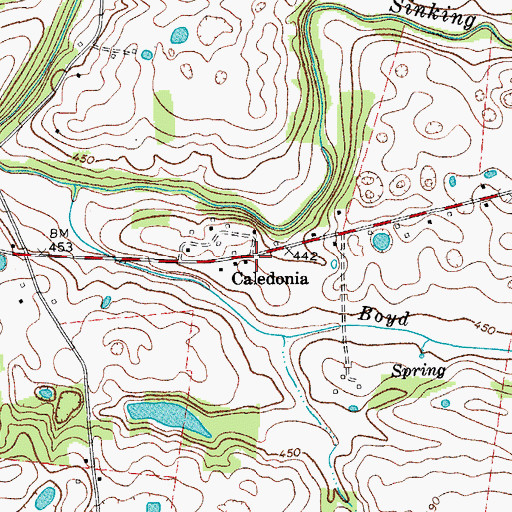 Topographic Map of Caledonia, KY
