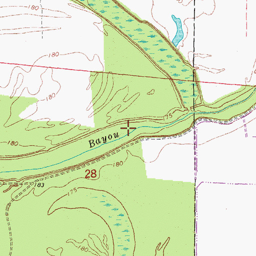 Topographic Map of Kaney Bayou, AR