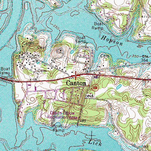 Topographic Map of Canton, KY
