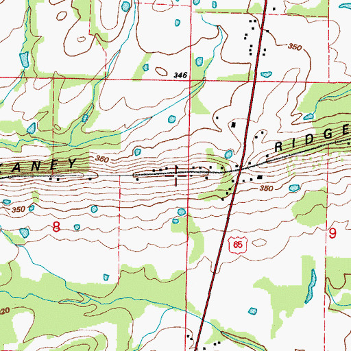 Topographic Map of Kaney Ridge, AR