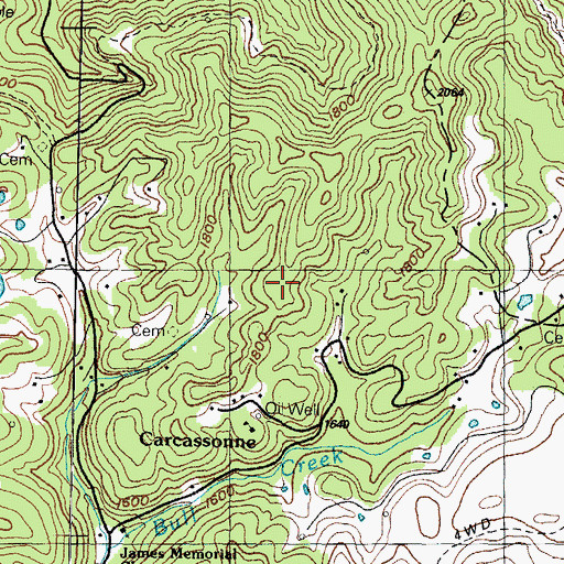 Topographic Map of Carcassonne, KY