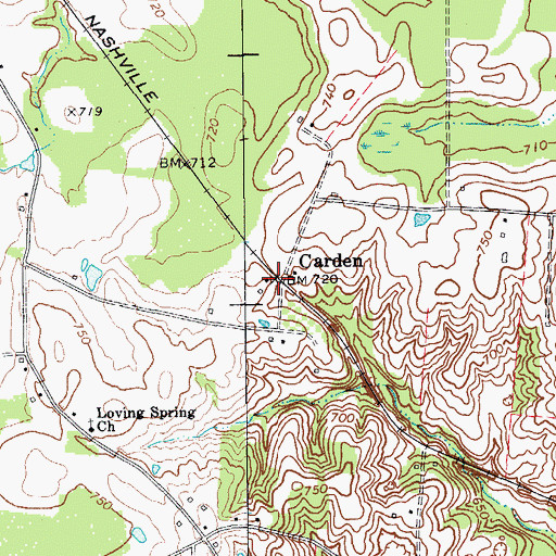 Topographic Map of Carden, KY