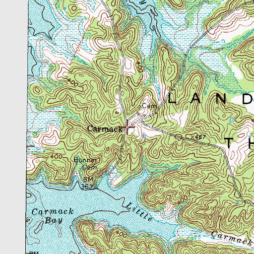 Topographic Map of Carmack, KY