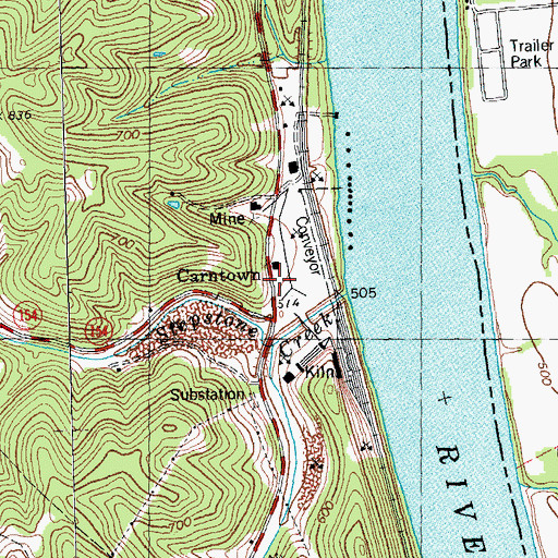 Topographic Map of Carntown, KY