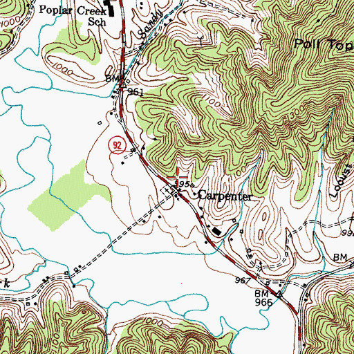 Topographic Map of Carpenter, KY