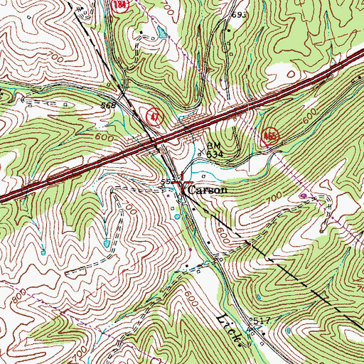 Topographic Map of Carson, KY