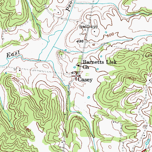 Topographic Map of Casey, KY