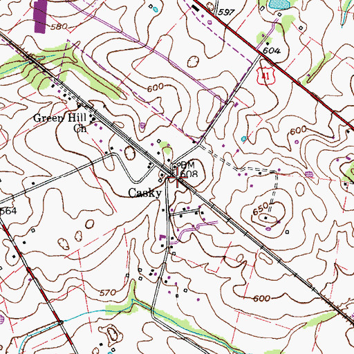 Topographic Map of Casky, KY