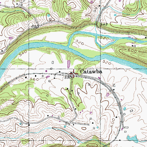 Topographic Map of Catawba, KY