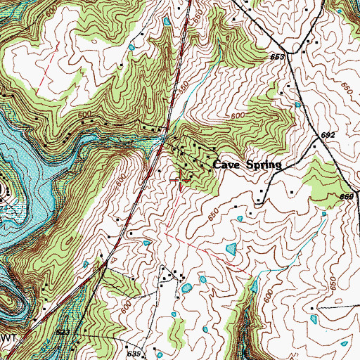 Topographic Map of Cave Spring, KY