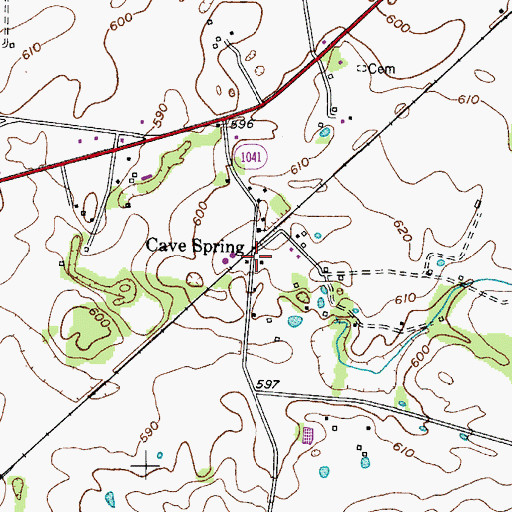 Topographic Map of Cave Springs, KY