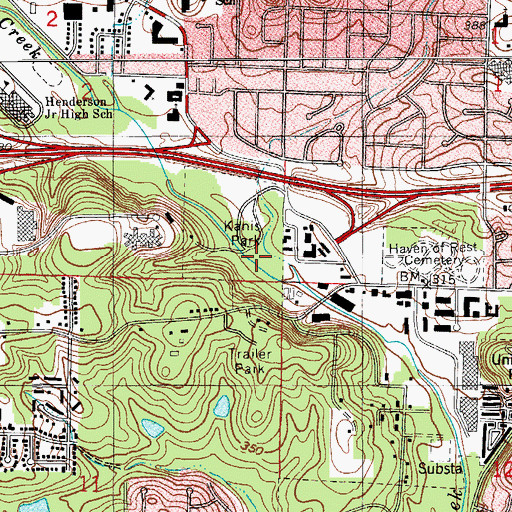 Topographic Map of Kanis Park, AR