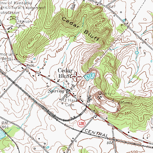 Topographic Map of Cedar Bluff, KY