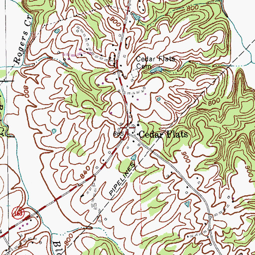 Topographic Map of Cedar Flats, KY