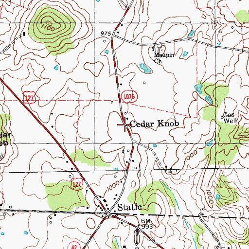 Topographic Map of Cedar Knob, KY