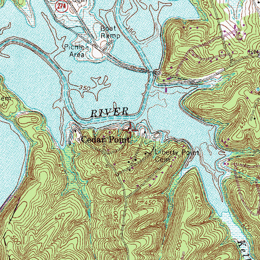 Topographic Map of Cedar Point, KY