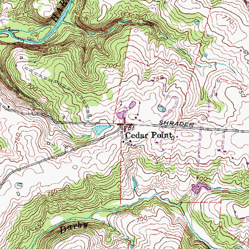 Topographic Map of Cedar Point, KY