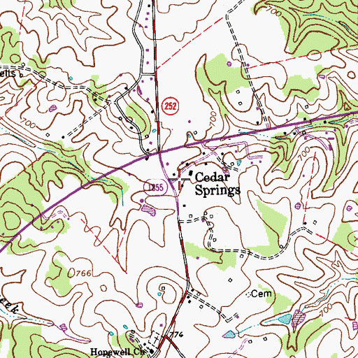 Topographic Map of Cedar Springs, KY