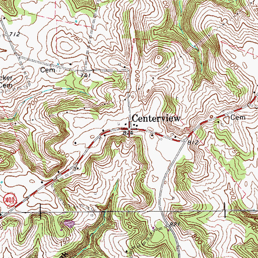 Topographic Map of Centerview, KY