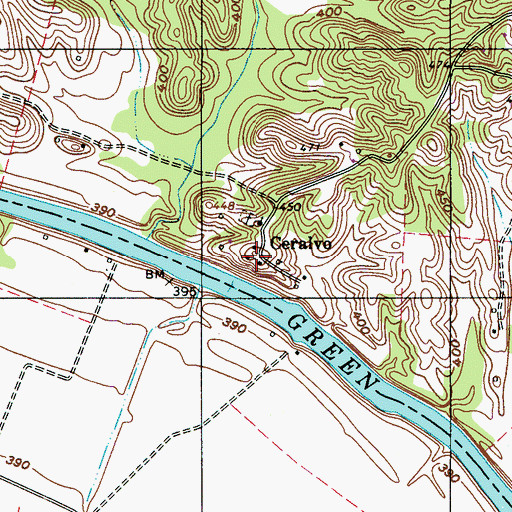 Topographic Map of Ceralvo, KY