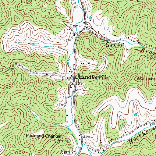 Topographic Map of Chandlerville, KY