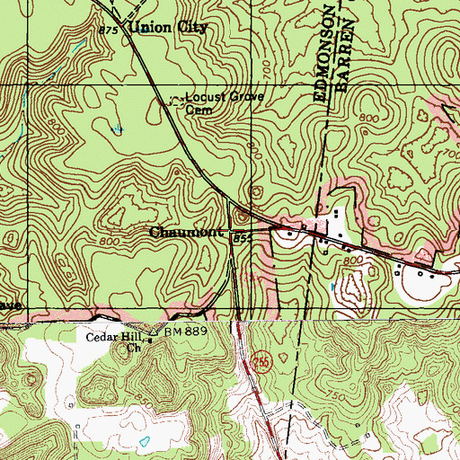 Topographic Map of Chaumont, KY